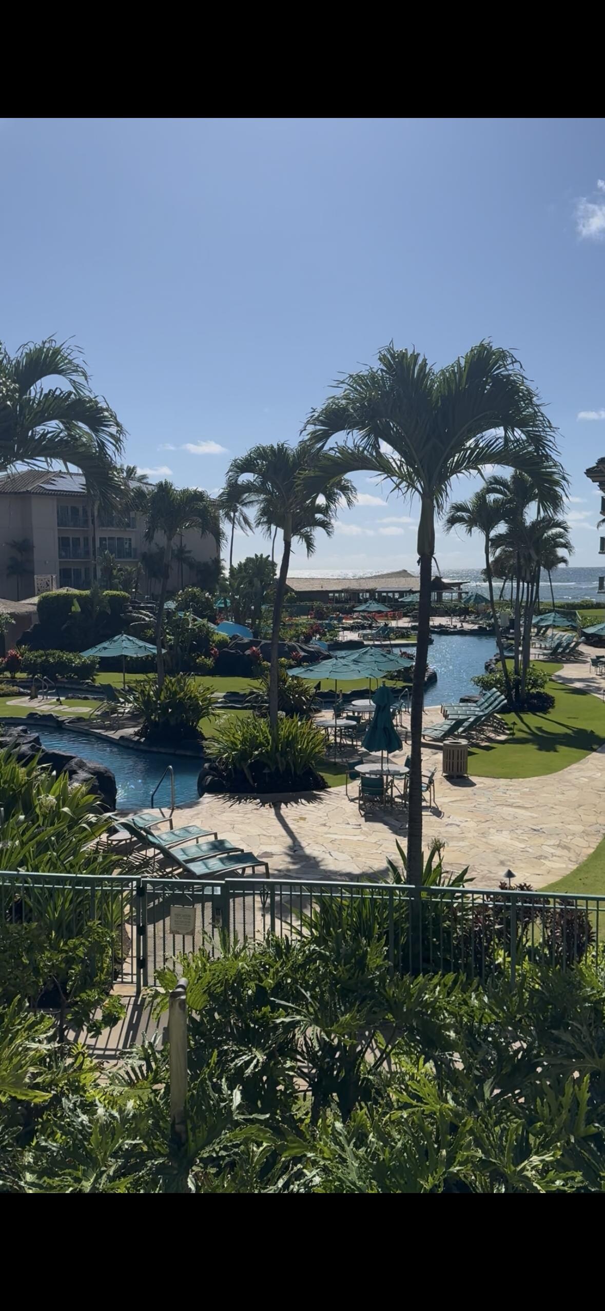 View looking out the balcony