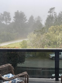 Veranda overlooking the forest. We
Got treated to a sight of a deer.