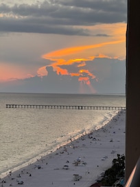 Sunset view from the balcony looking towards the pier