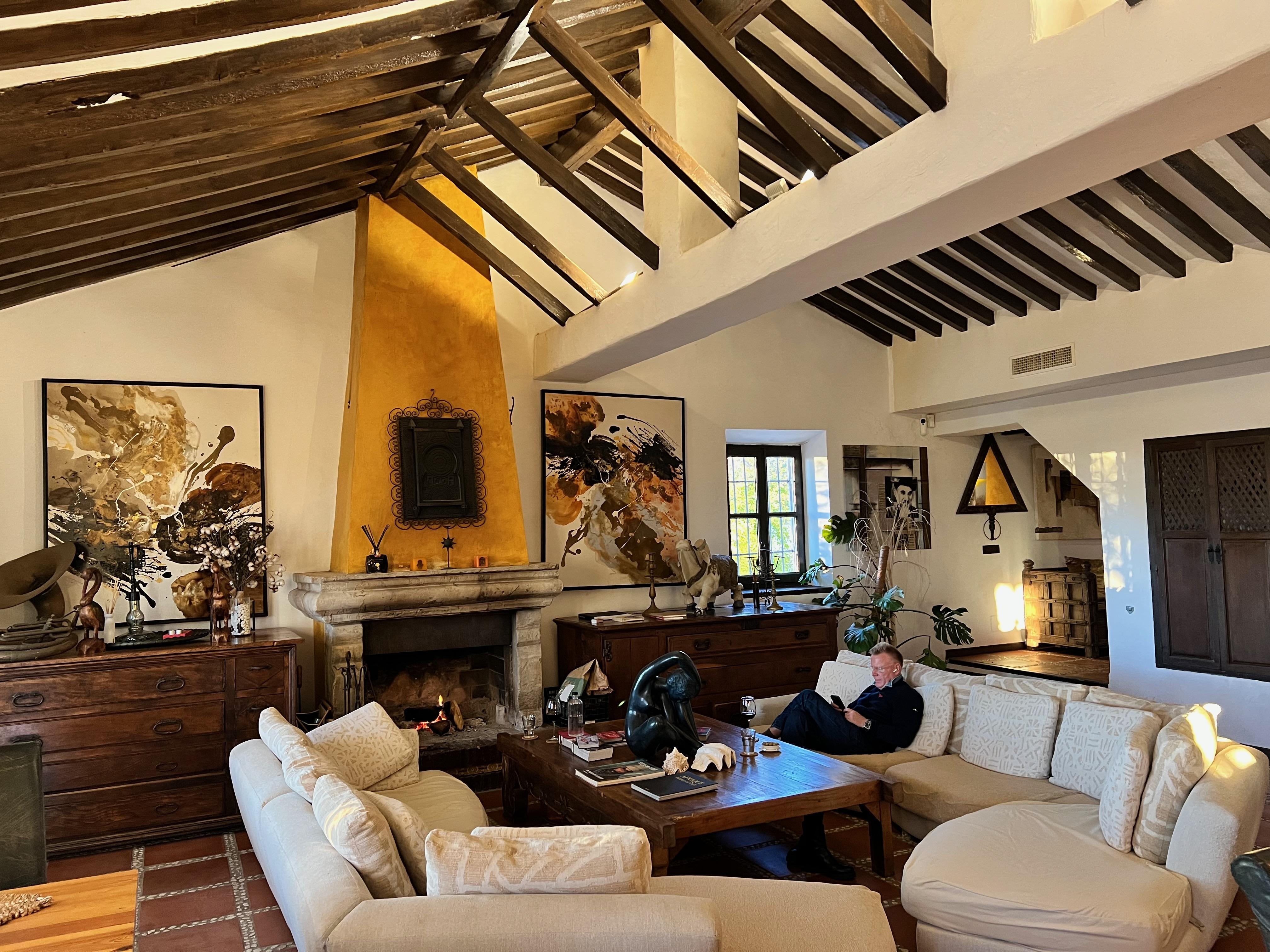 Relaxing by the fire