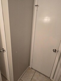 Bathroom where holes were prior to my arrival.