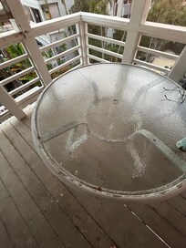 Outside table is well used