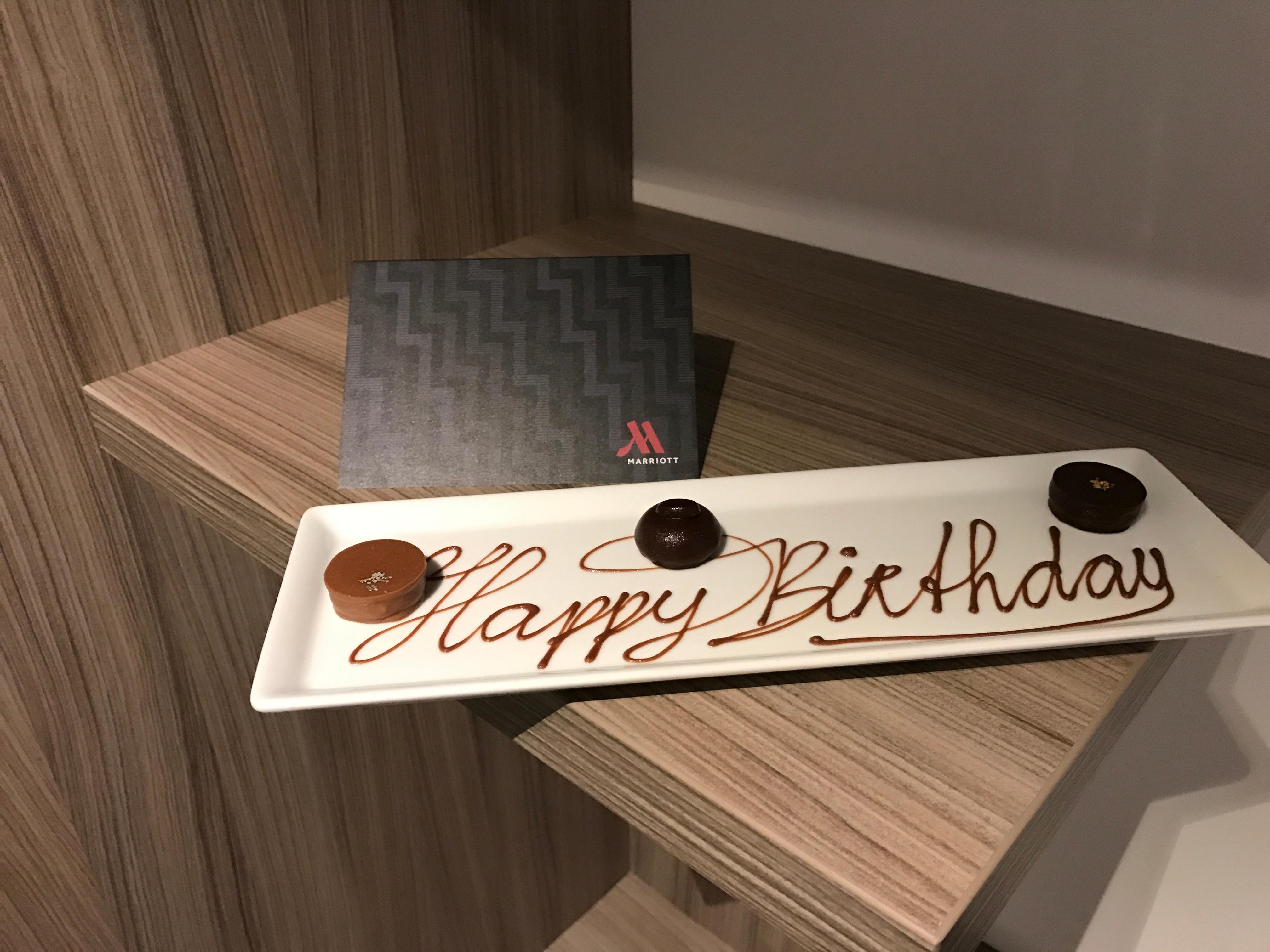 Birthday treats, compliments of the hotel!