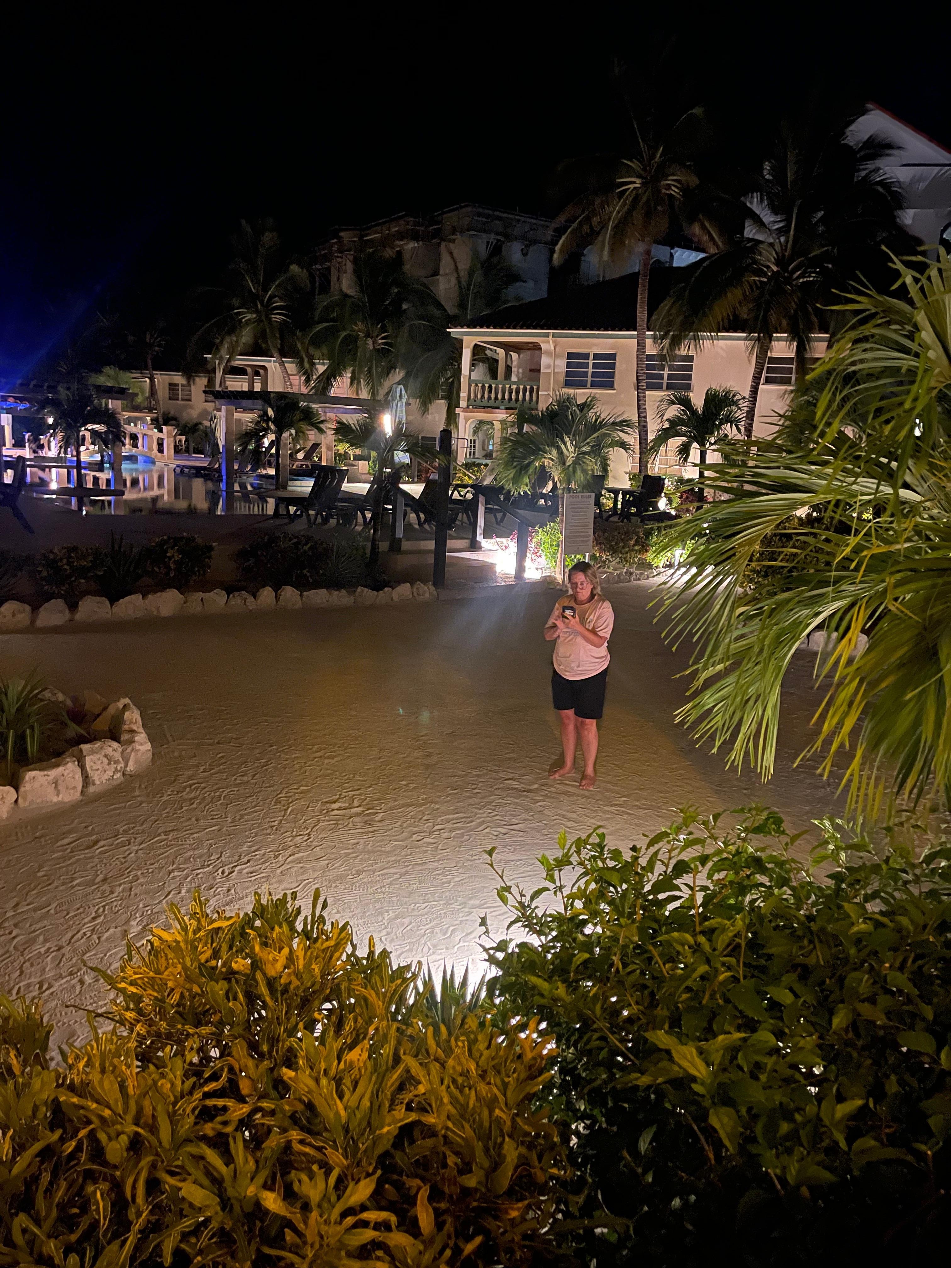 Front of our villa at night 