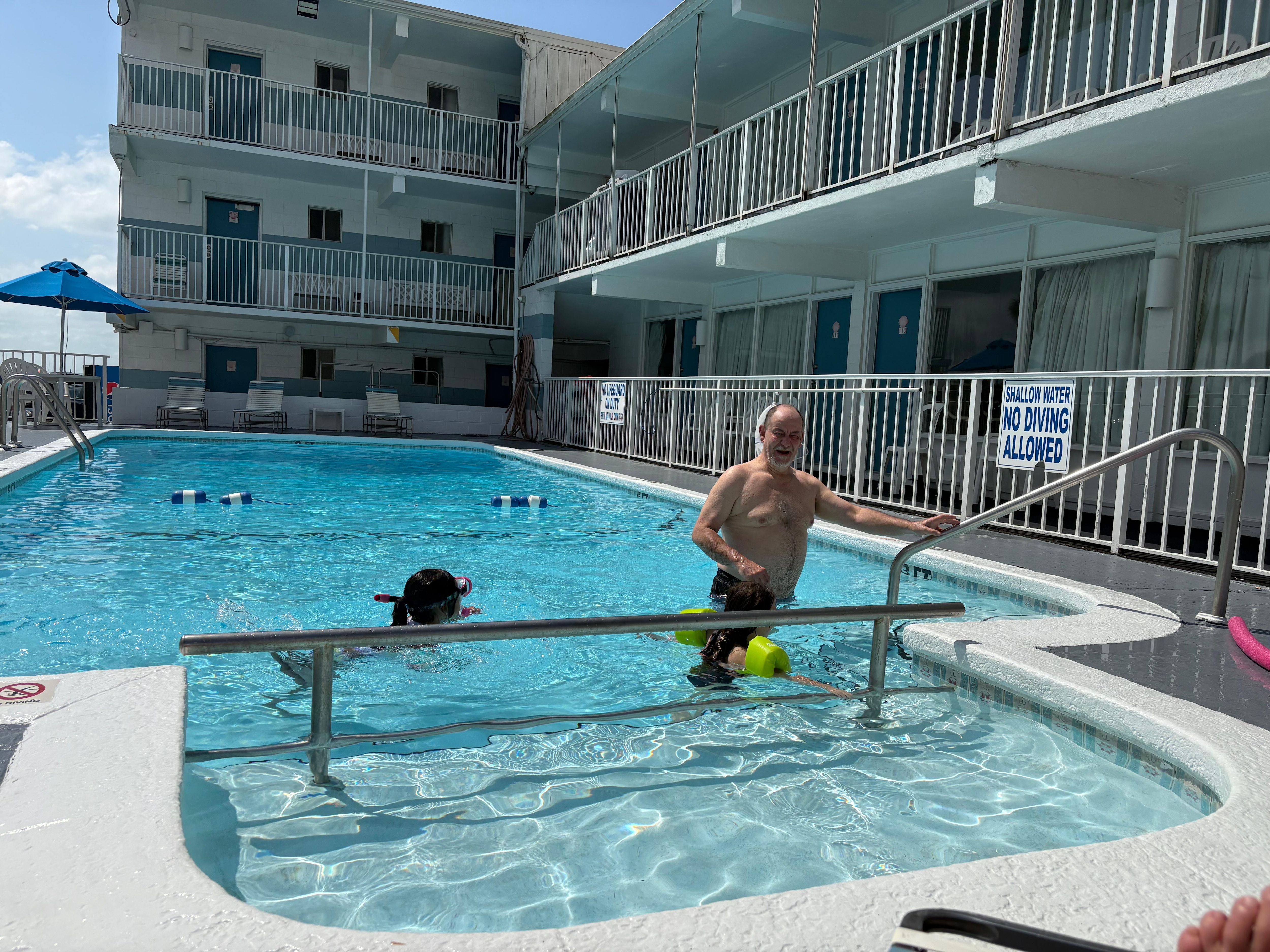 Our grandbabies playing in the pool