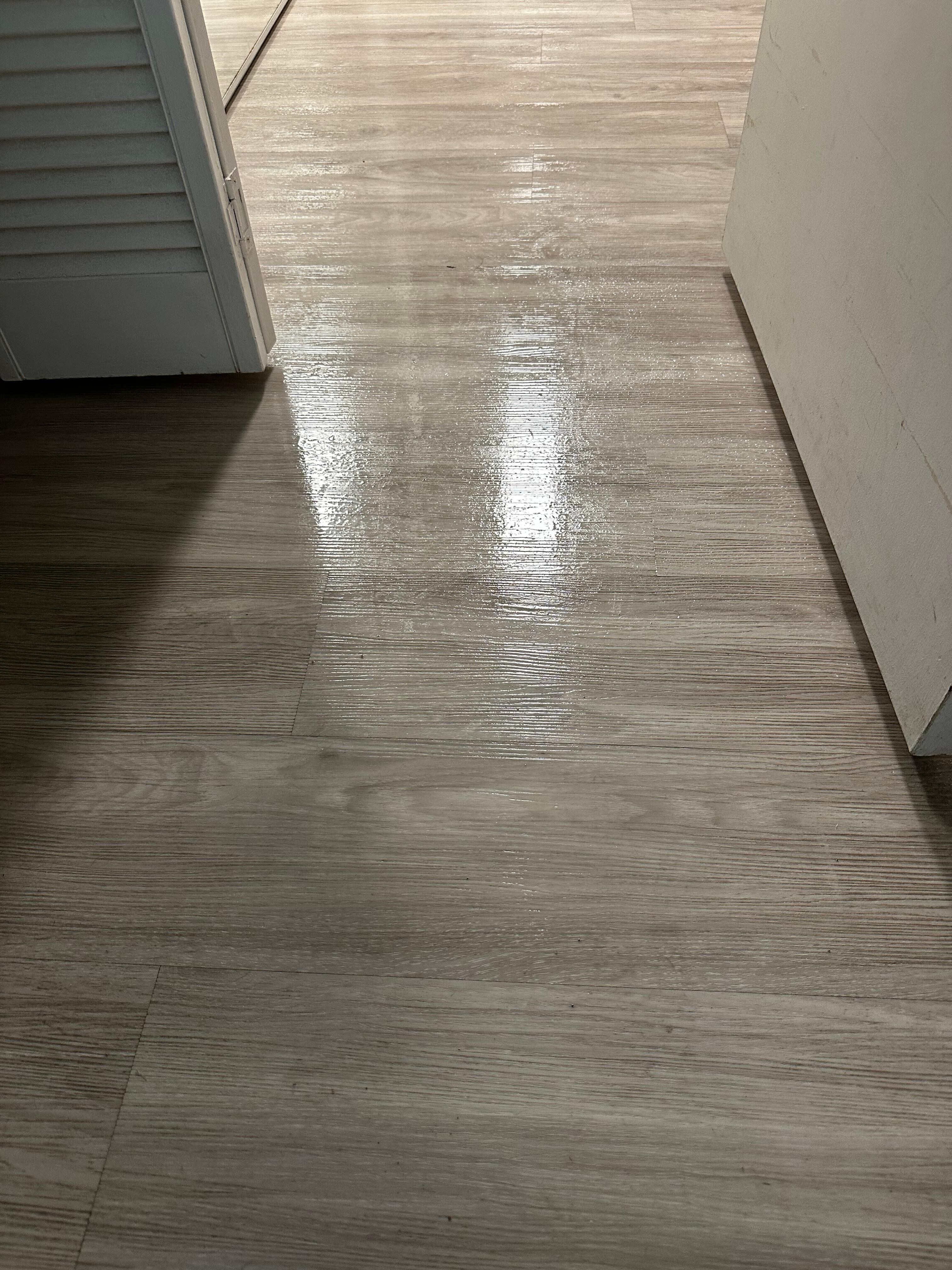Flooded hallway and bedroom from the washer.