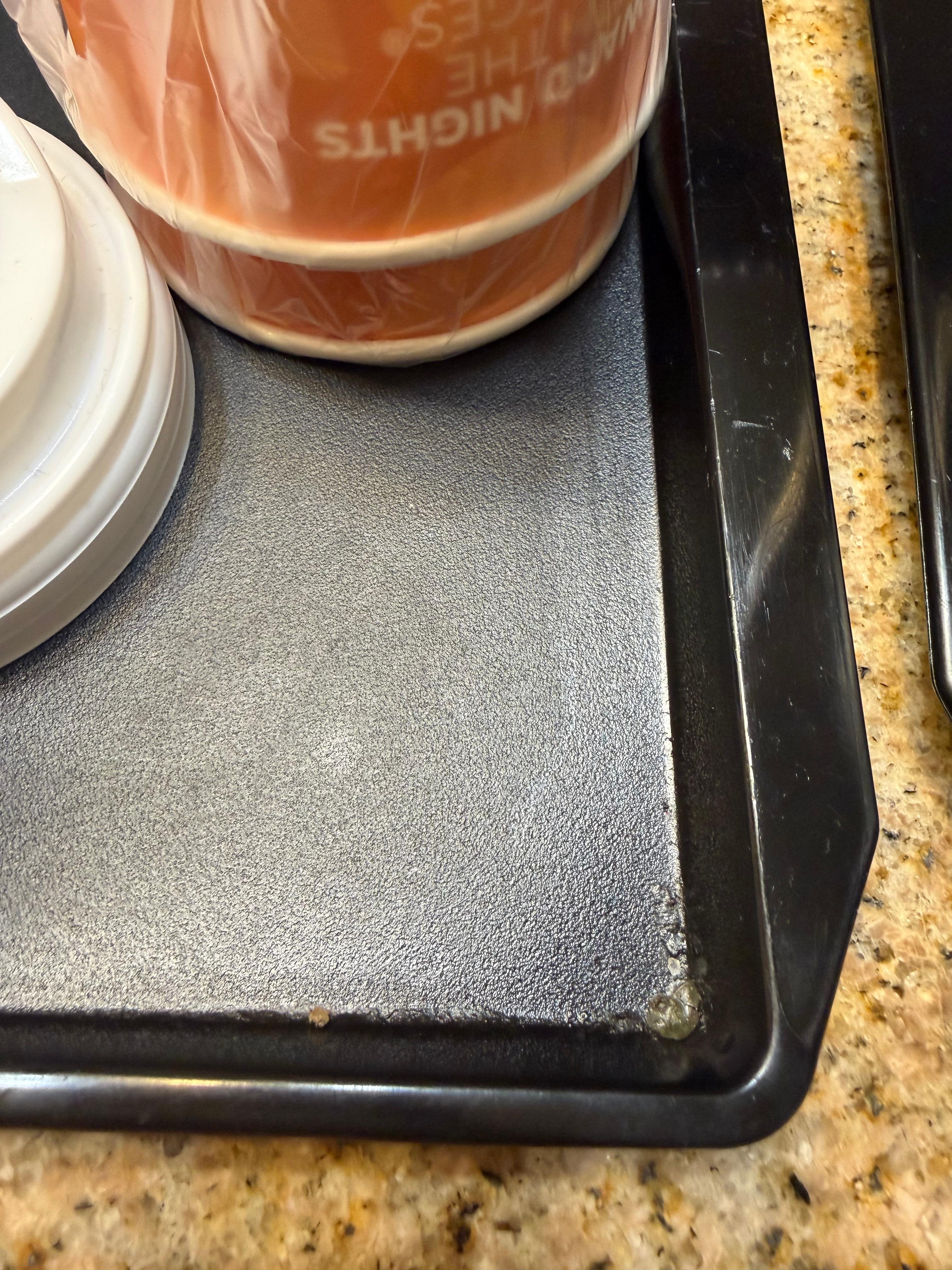 The coffee area was so oily and dirty. Even the coffee cup caps were oily with dust stuck on them.