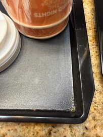 The coffee area was so oily and dirty. Even the coffee cup caps were oily with dust stuck on them.