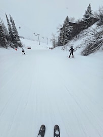 Right outside after we left our back door and got on this run down to the lift!