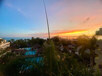 Sunset over the pools