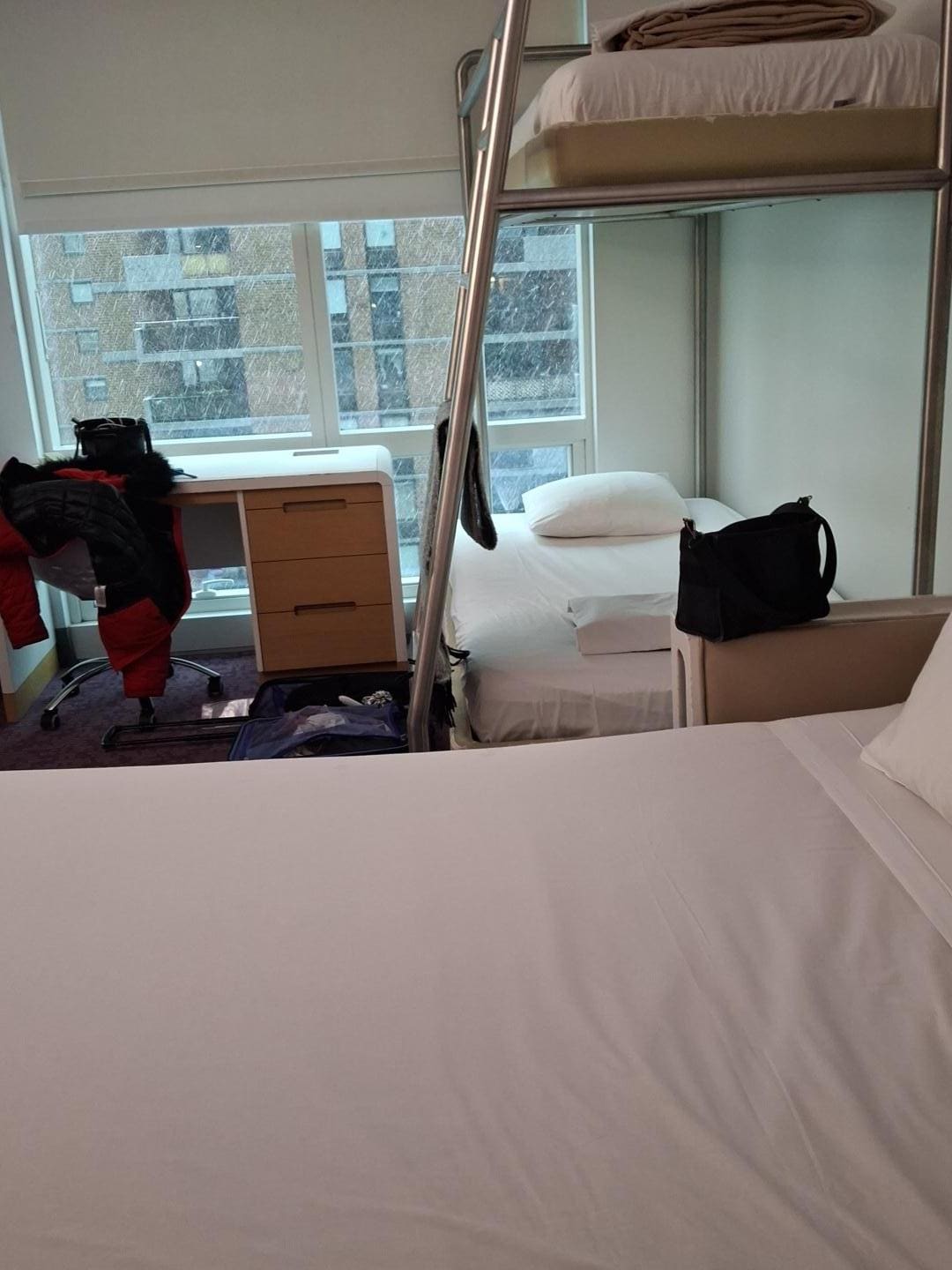 Quad room. Clean but room needs some color on the walls.