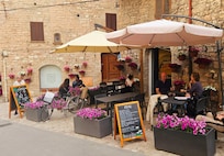 Spello, town filled with flowers.