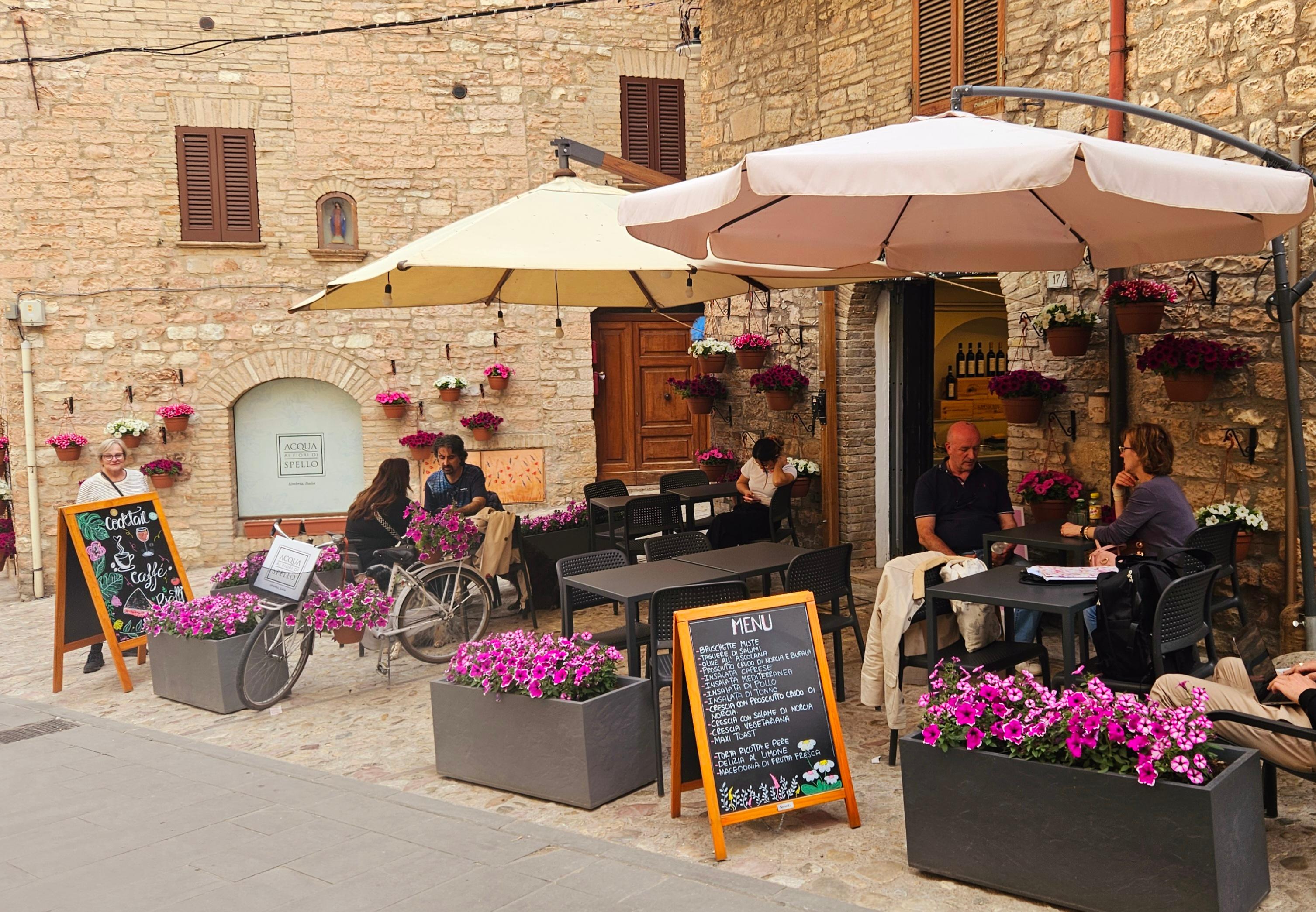 Spello, town filled with flowers.
