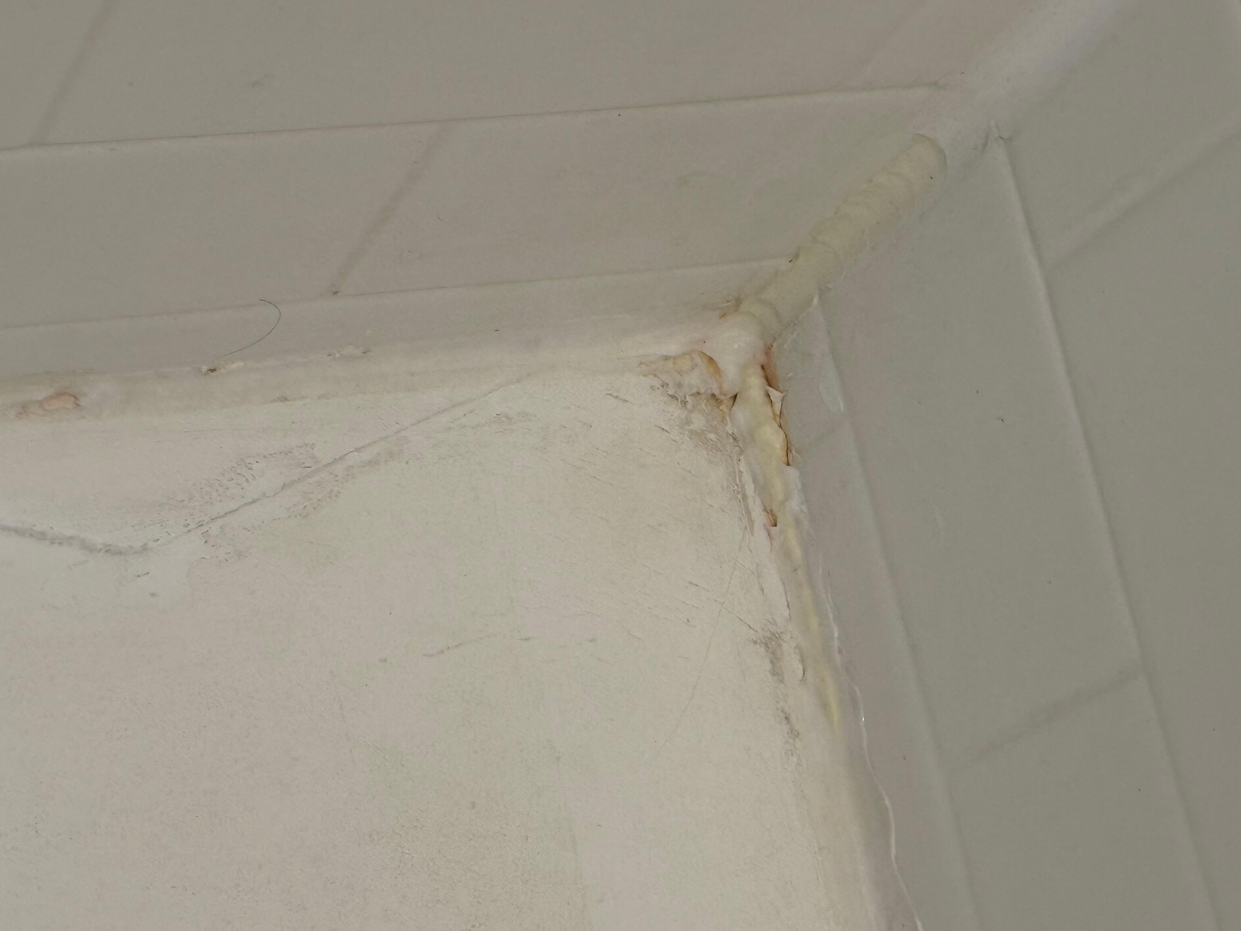 Dried urine in shower.