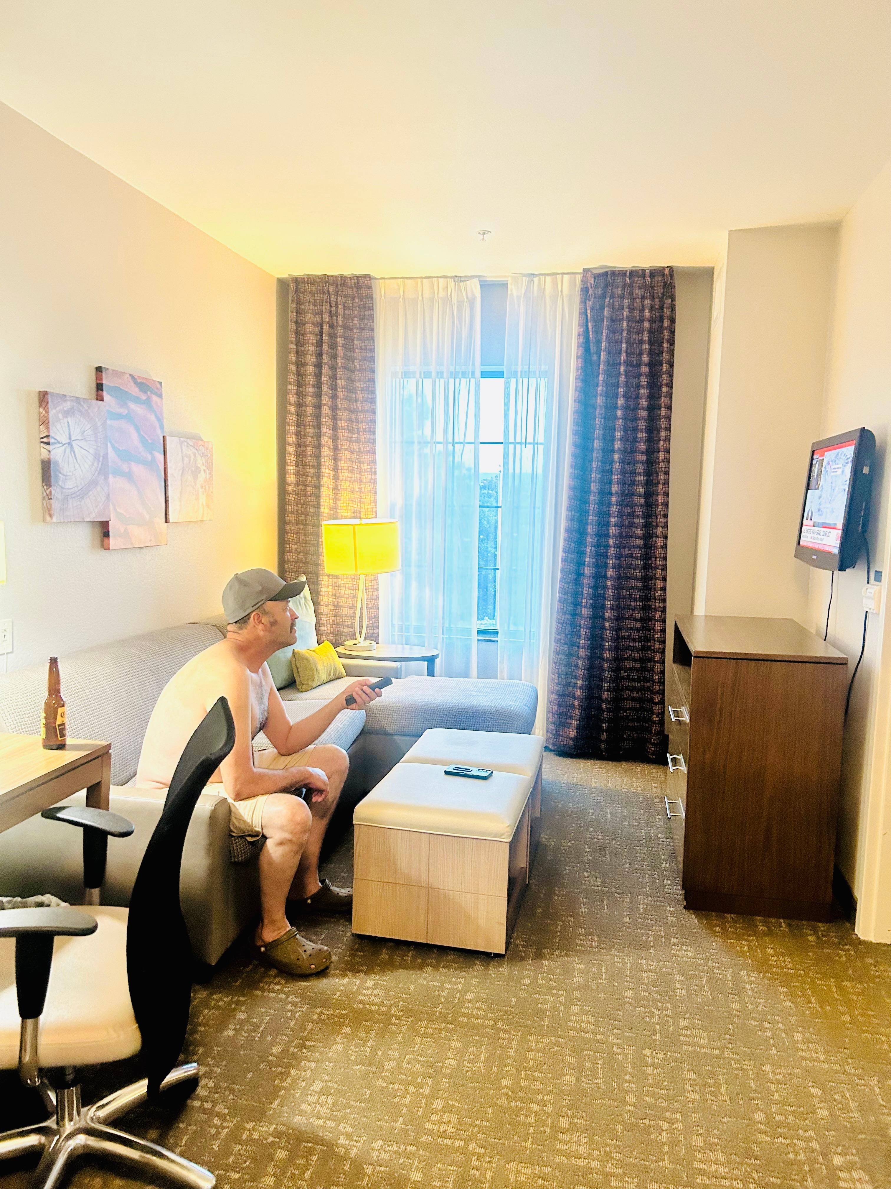 Standard suite includes separate sitting area; kitchen; and sleeping quarters.