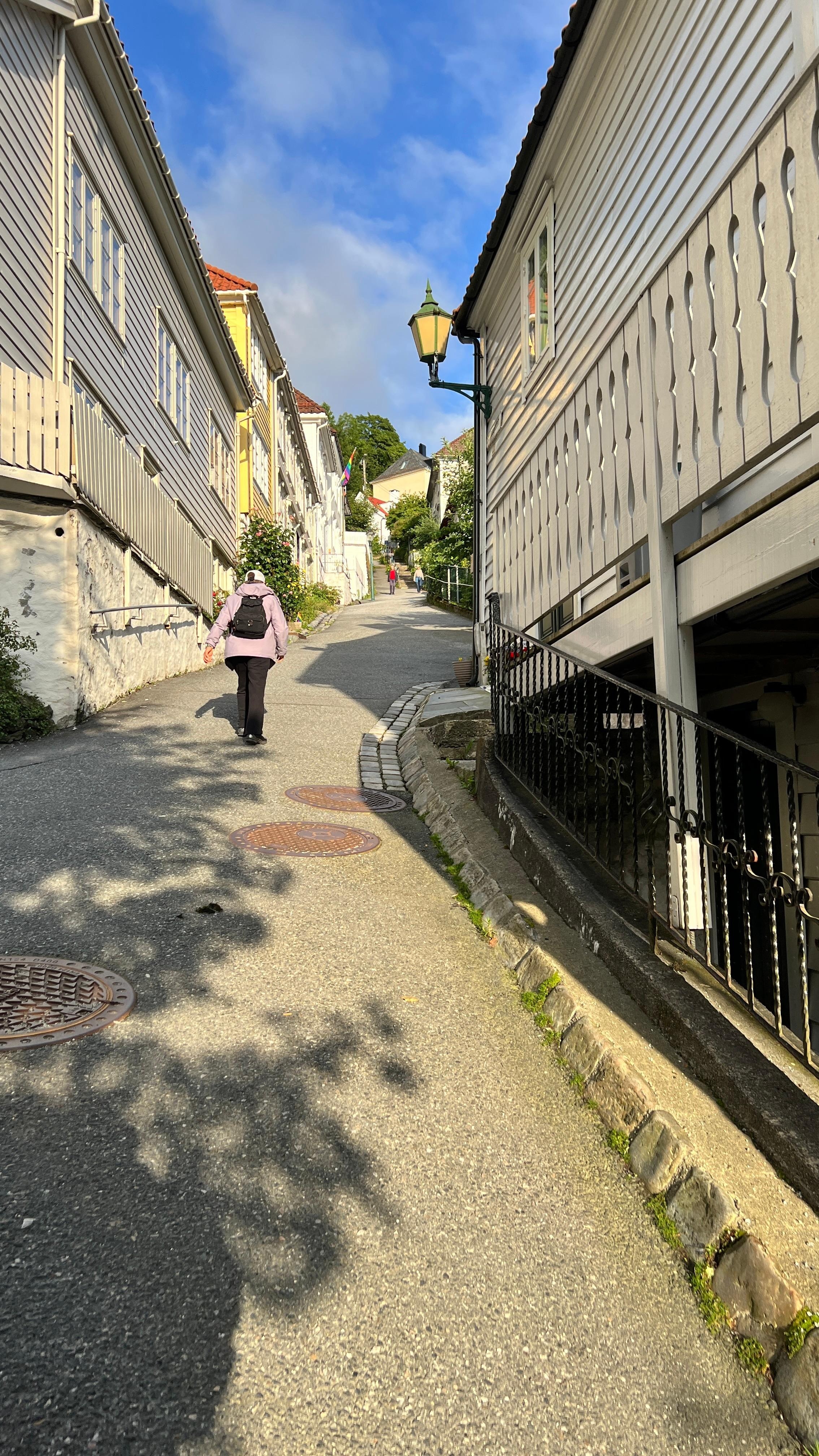 located on a steep hill requiring a strenuous walk up and down a very steep slope each day