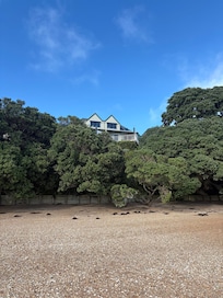 Looking back from the beach to our villa