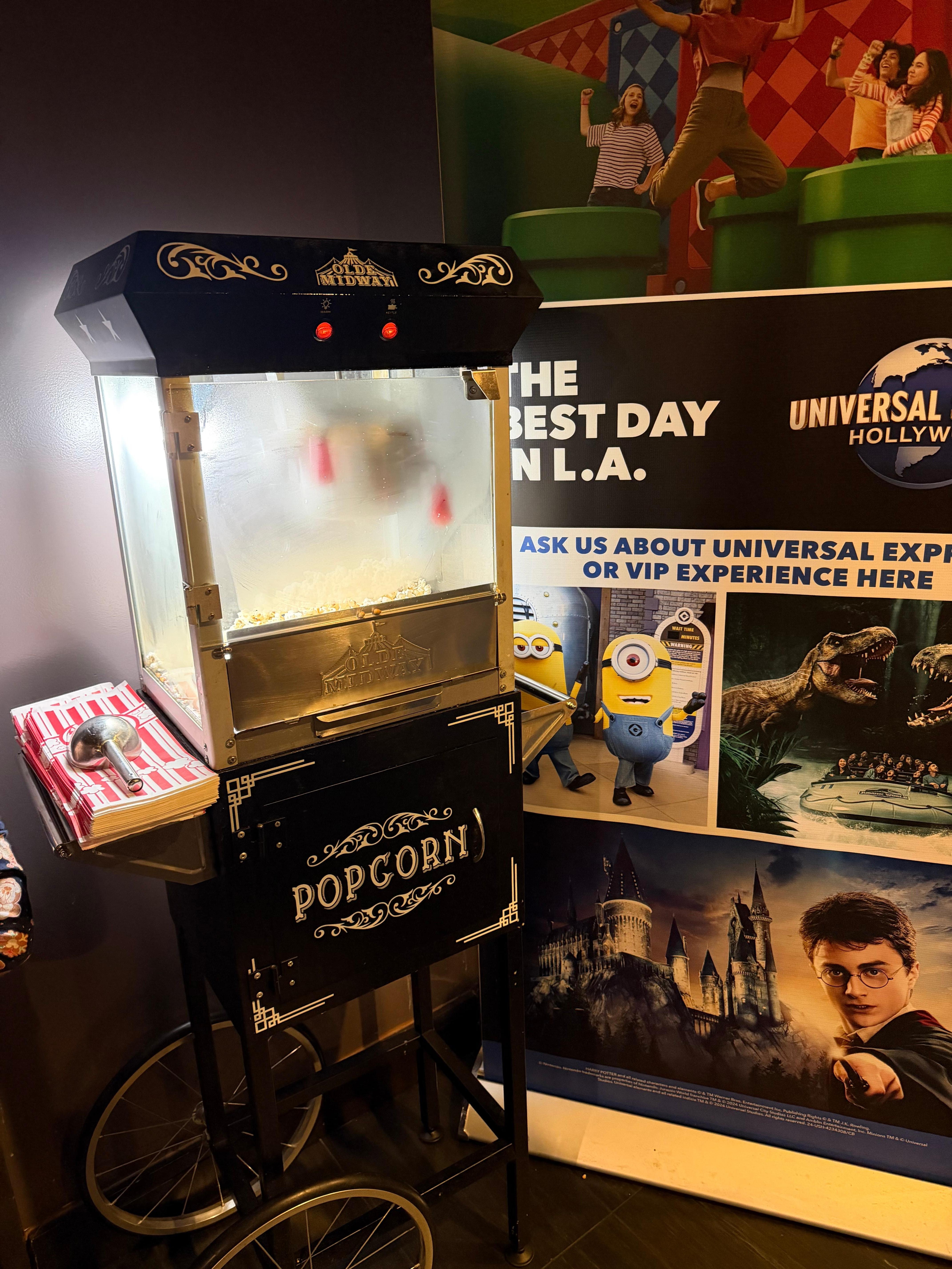 Free popcorn in the lobby! They made a batch for our kids at 7am when we asked. 