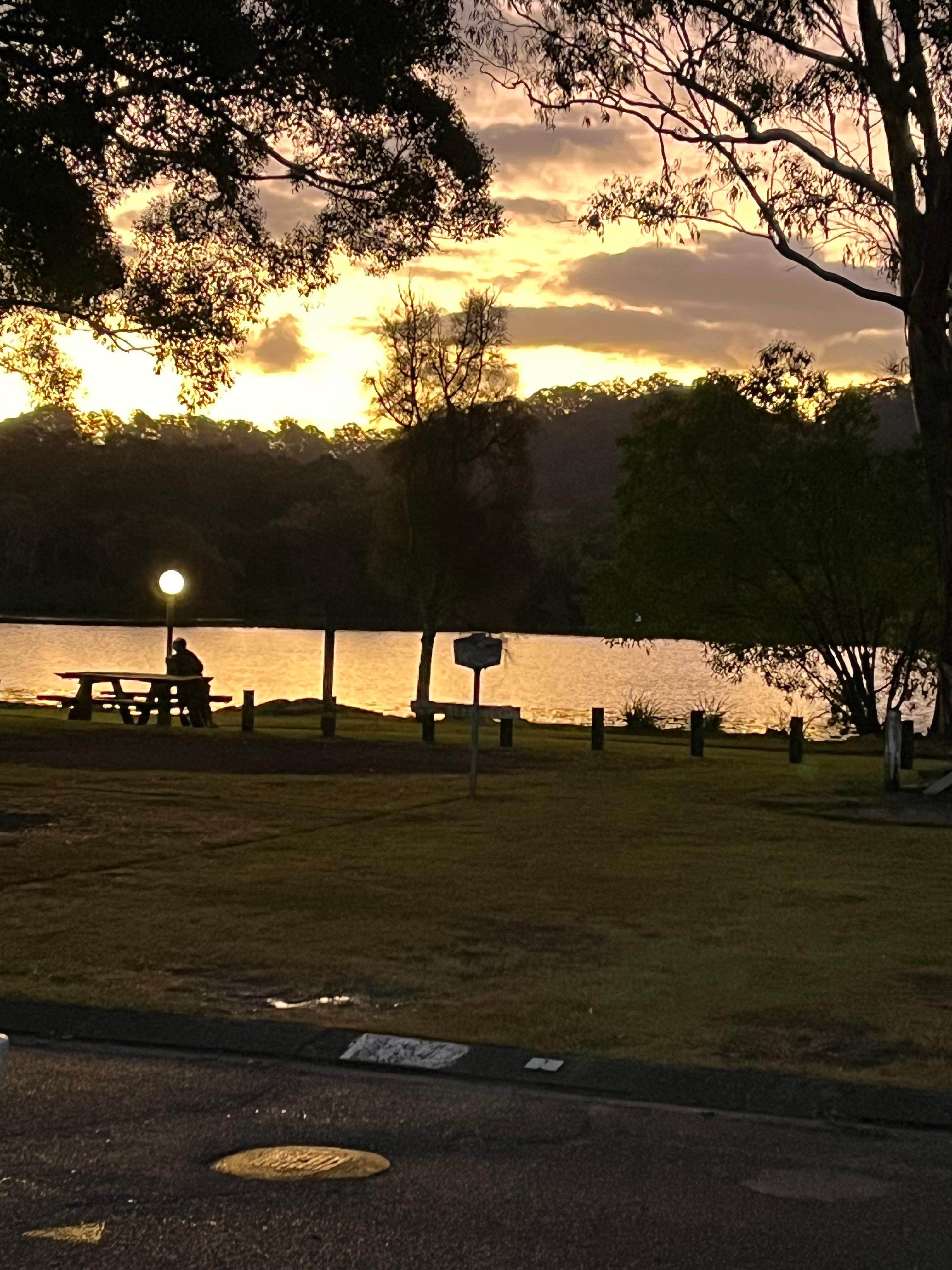 Sunset over the river from our cabin 