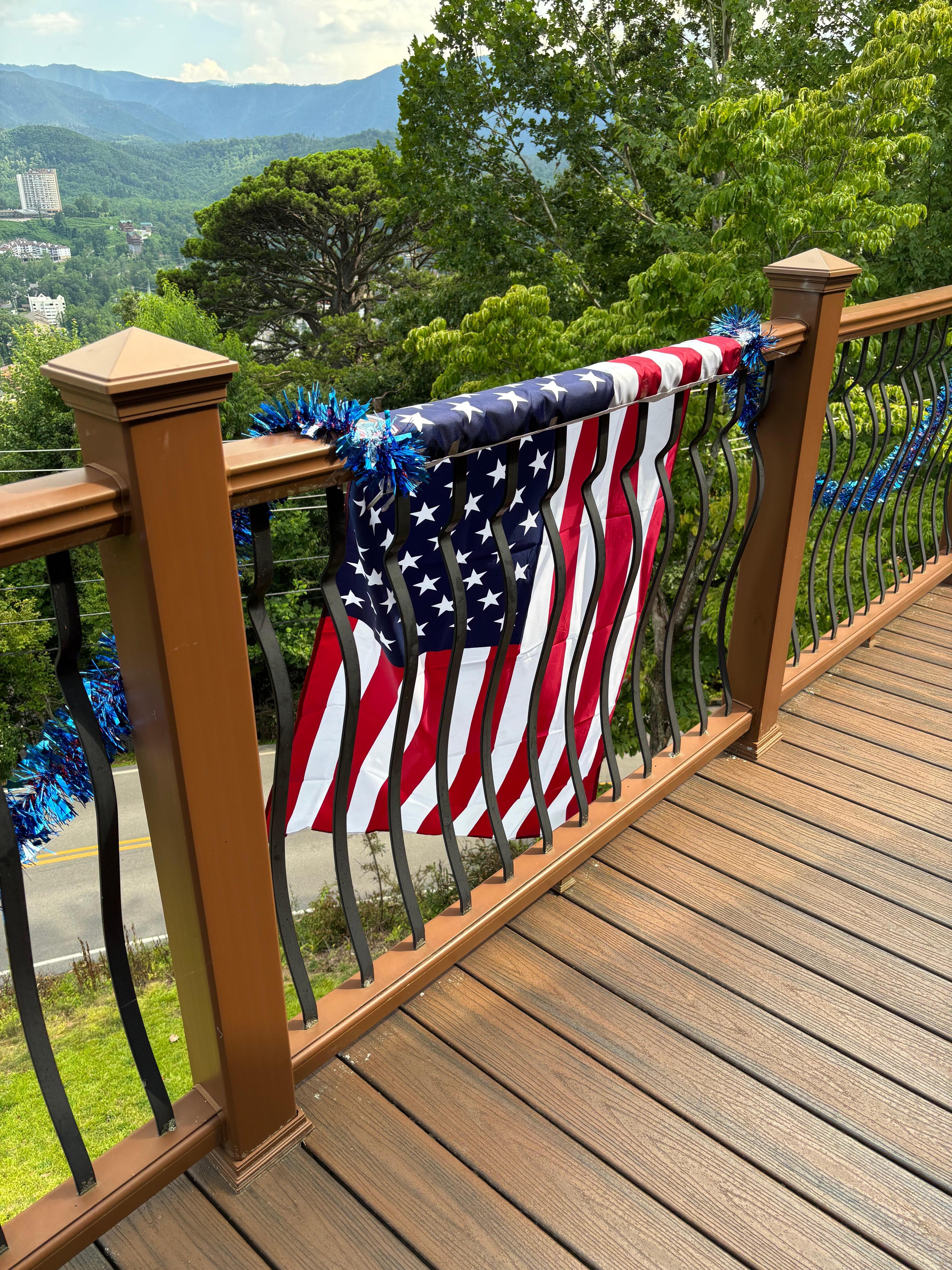 Balcony with flag.