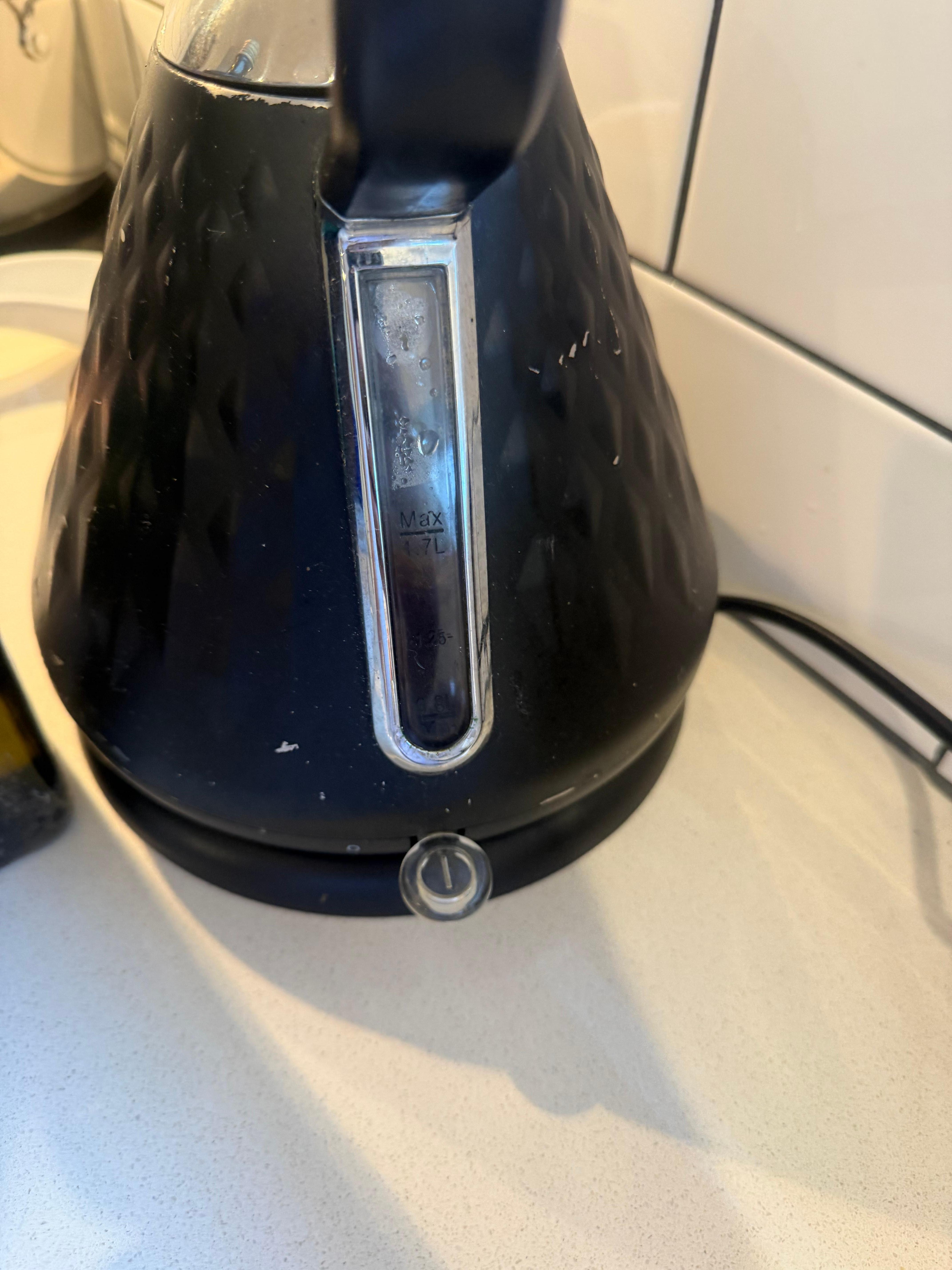 Same with this kettle, it was black inside and we refuse to use it as we thought it could’ve easily been replaced or cleaned with a lemon