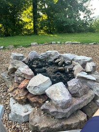 Coffee in the shade at the campfire site.
