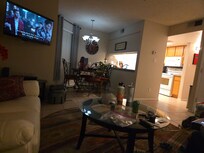 Livingston and kitchen , nighttime