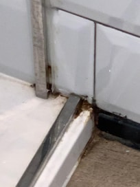 Skimmel/snavs i bruse kabine.