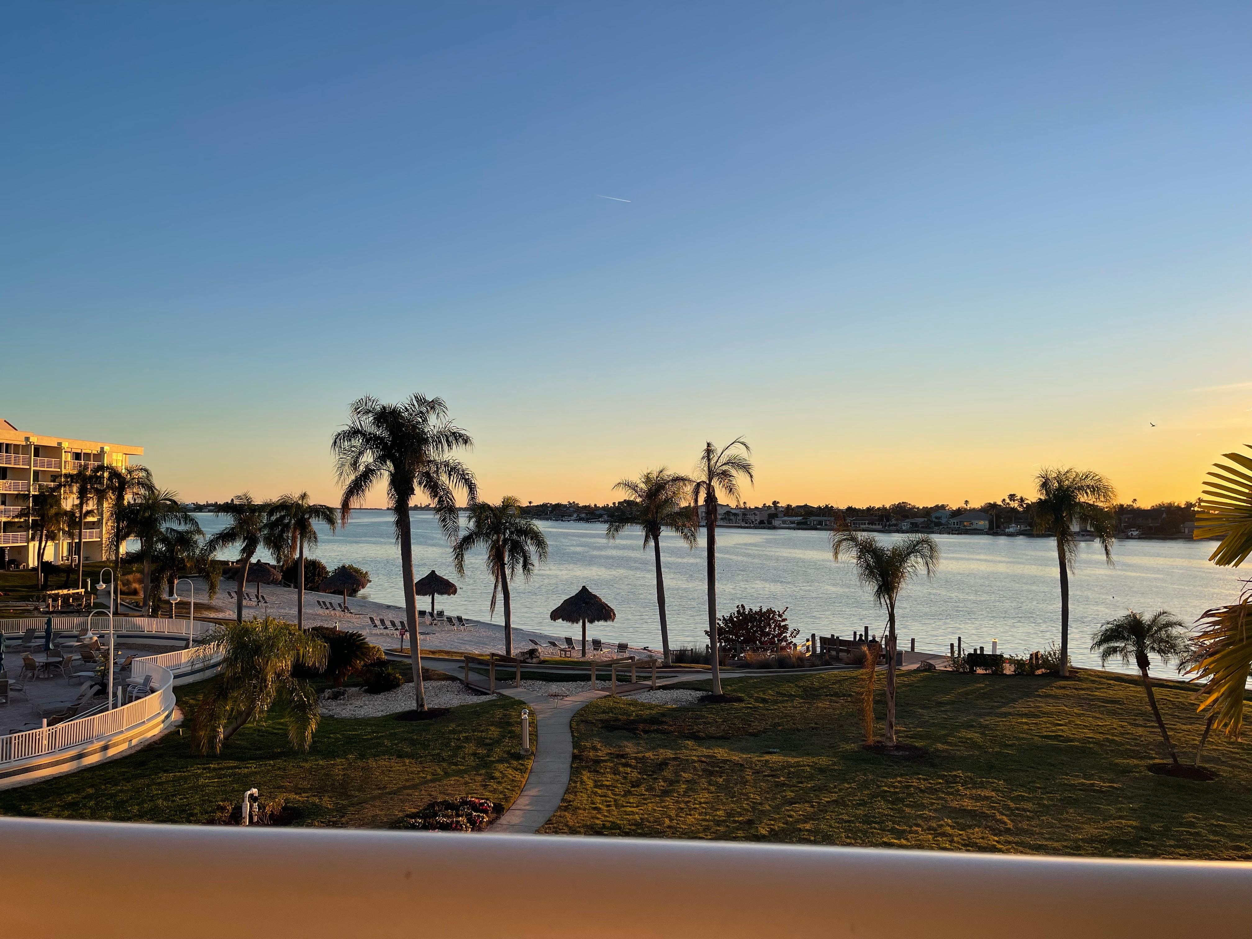 View from the balcony.  Fabulous sunsets! 