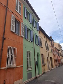 Via Pasolini opposite the apartment