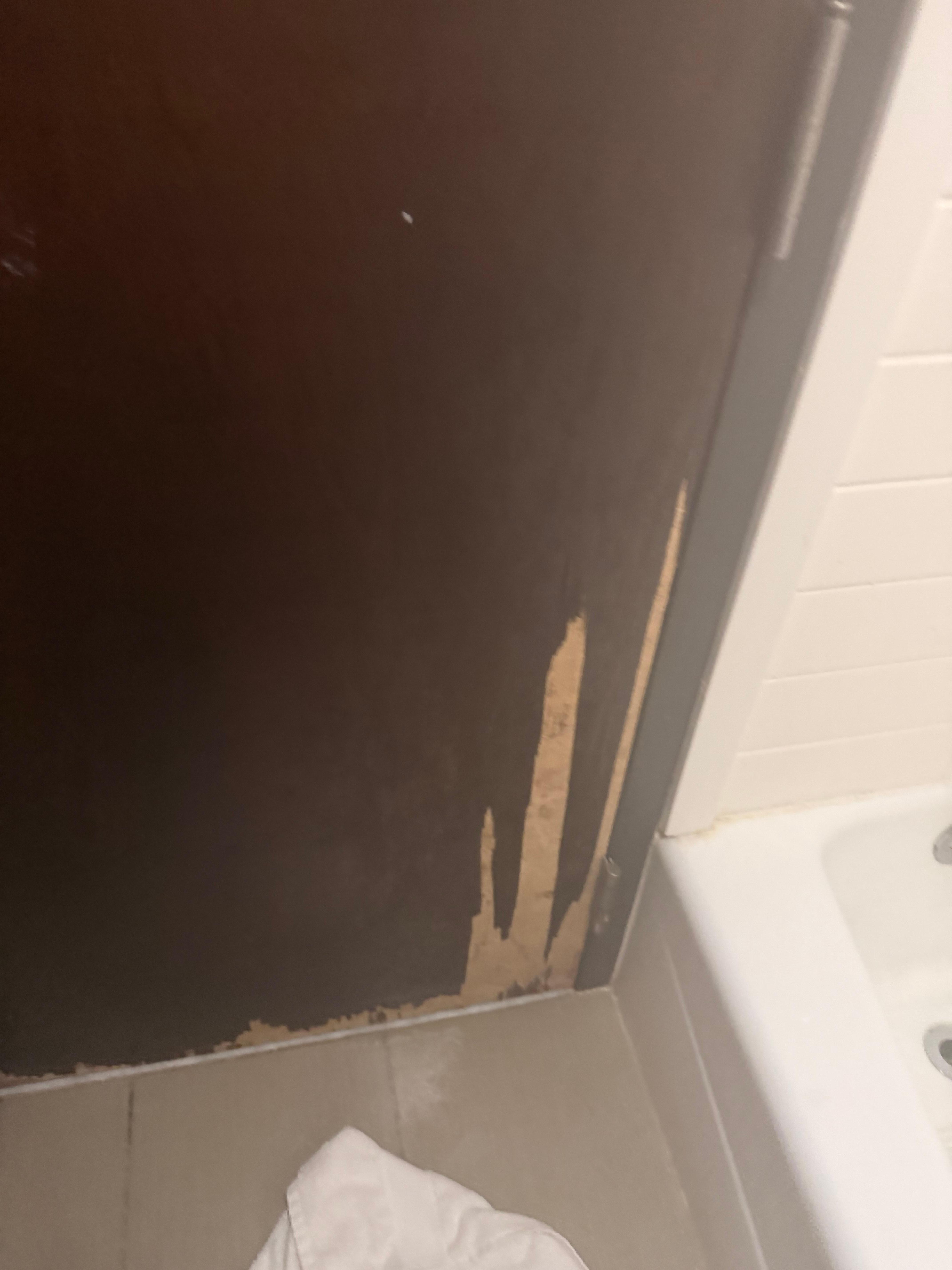 Destroyed bathroom door