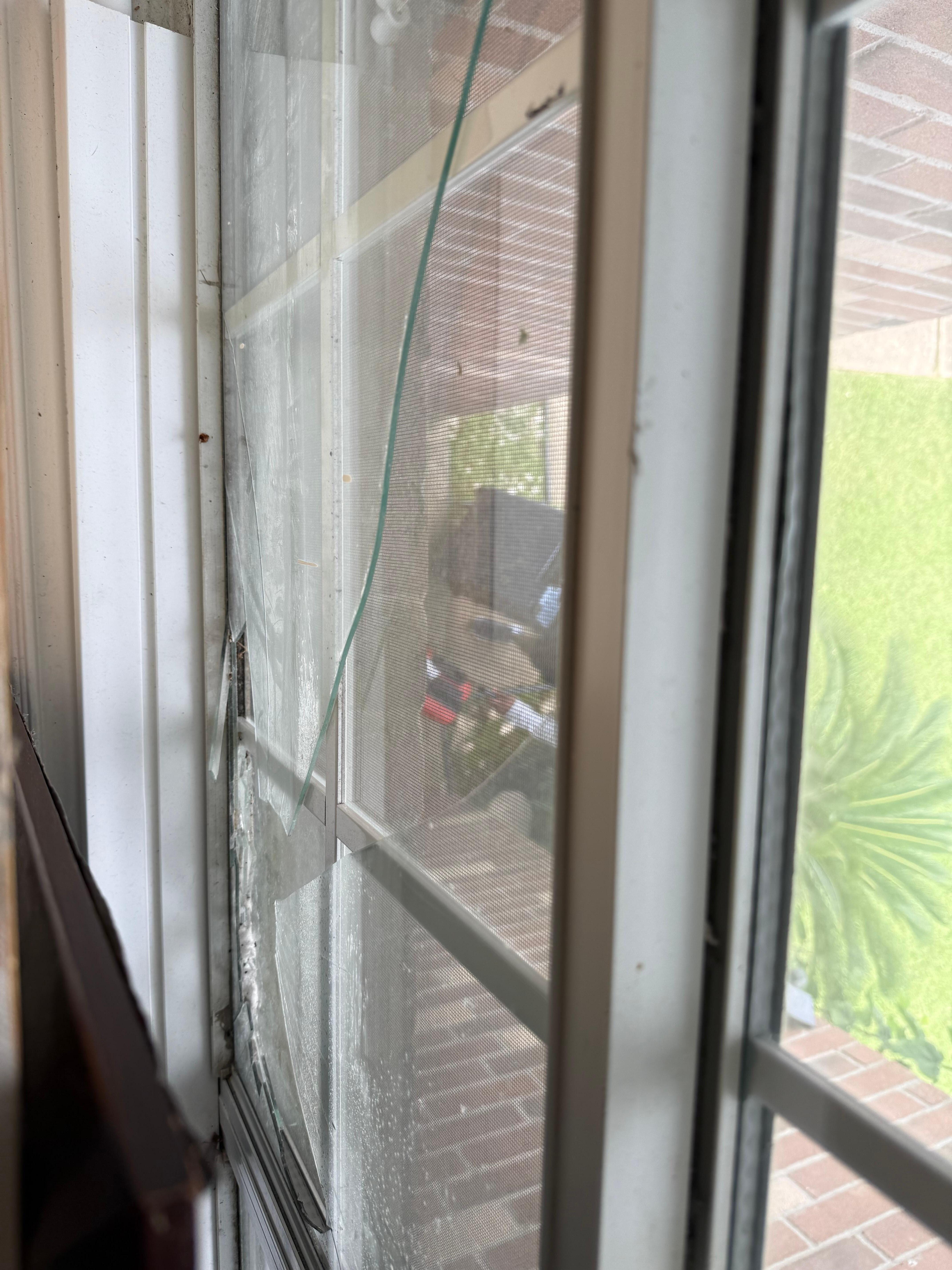 One of the broken windows