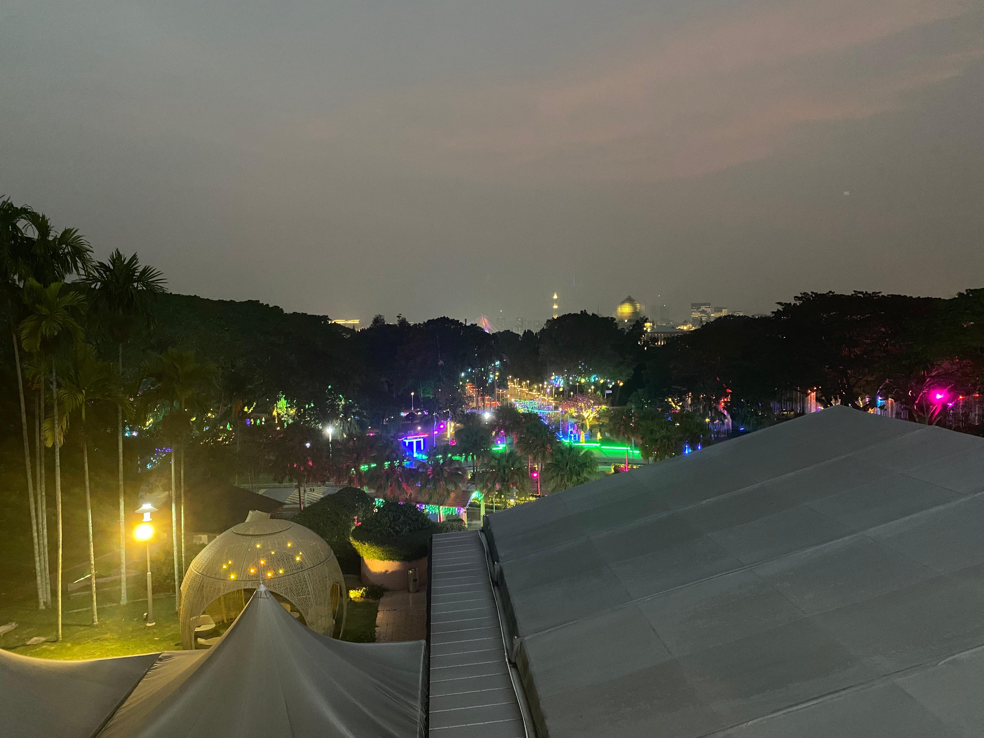 View of secret garden lights from balcony