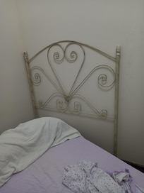A single room with two beds...no bedside table, cramped, very uncomfortable