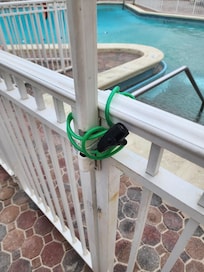 The open pool that was locked by a bike lock on the gate