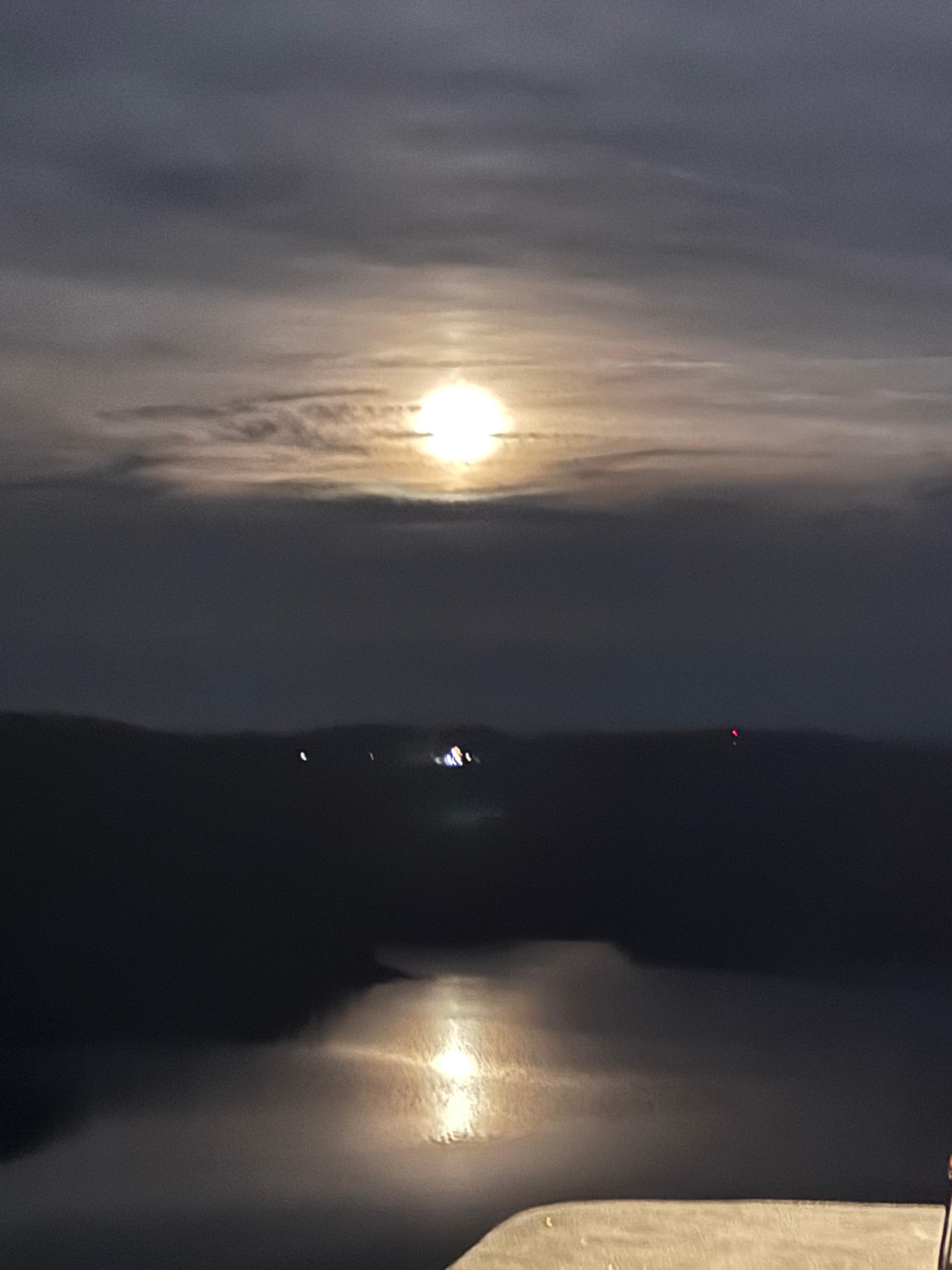 Moon over lake