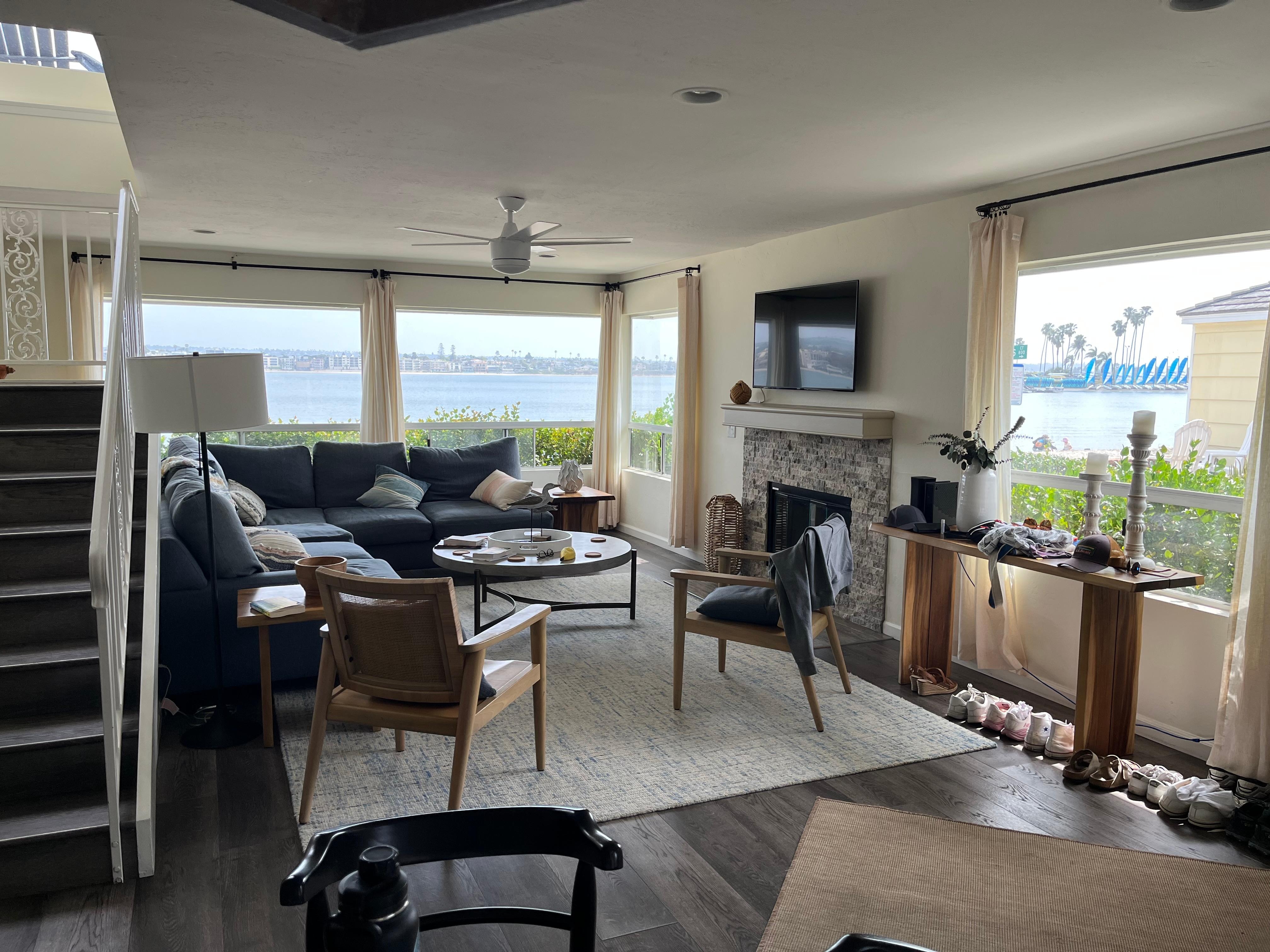 View of bay from kitchen. 