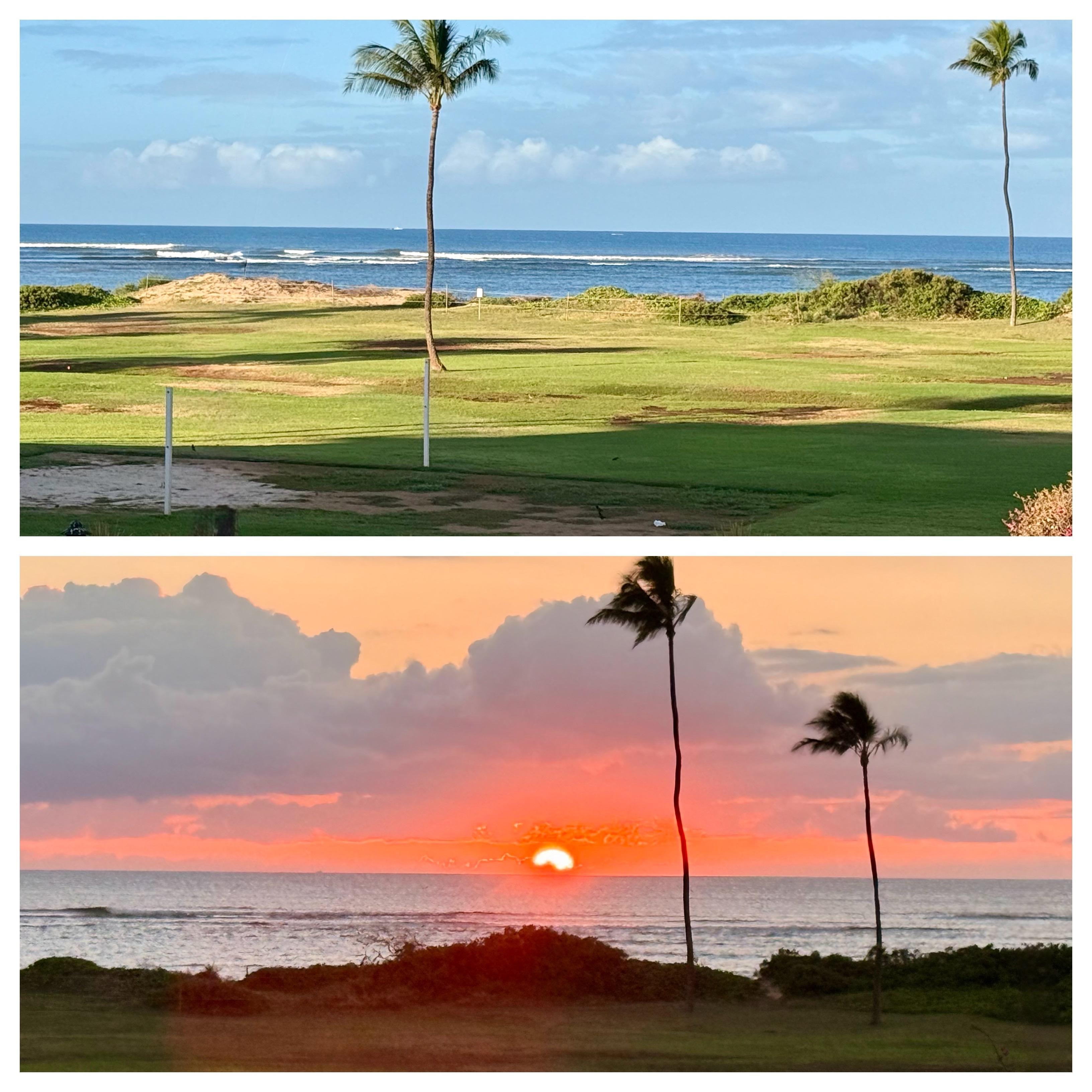 Sunrise and sunset from our unit. 