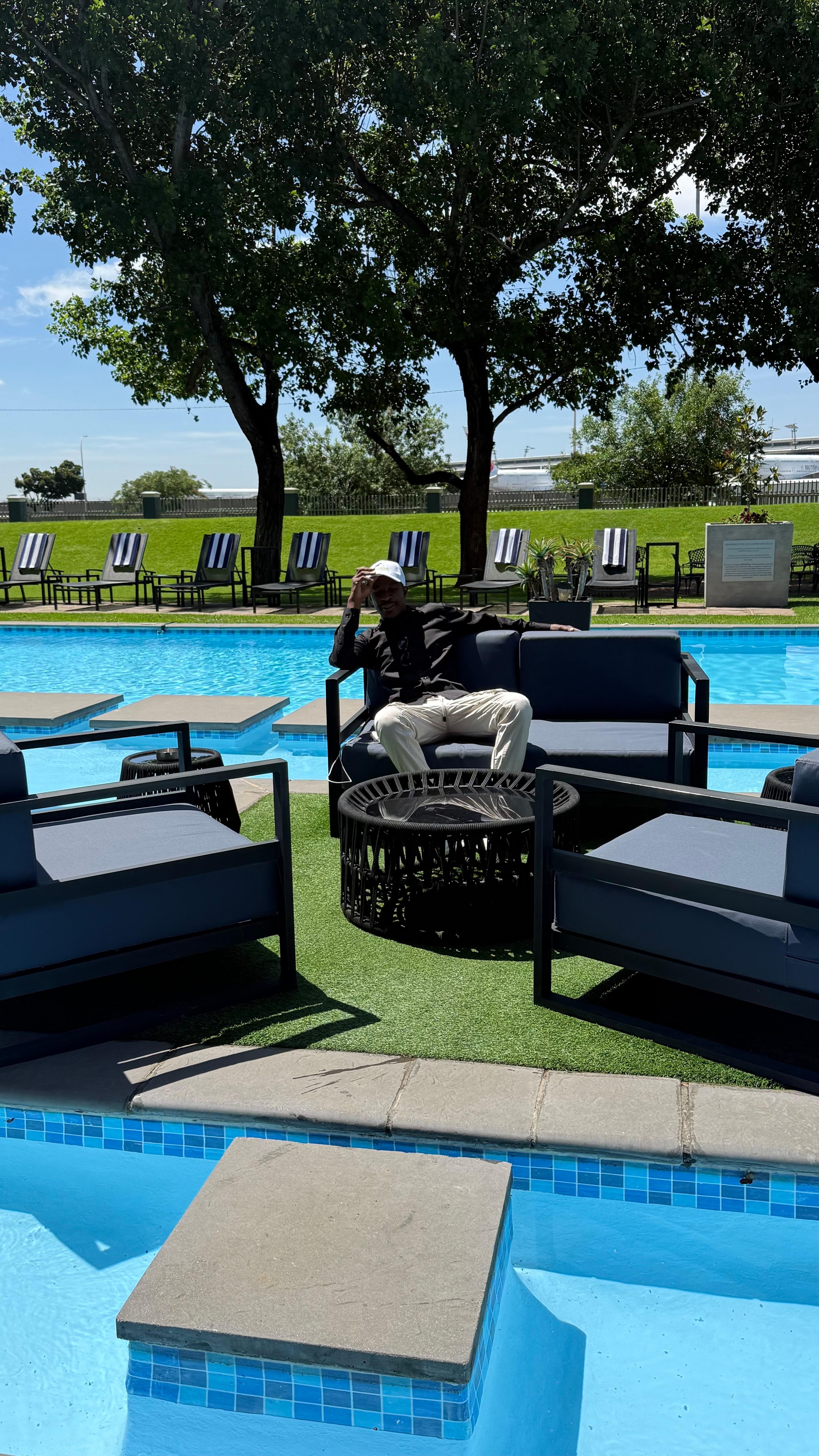 Beautiful sitting by the poolside