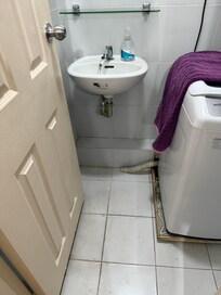 It’s so tight, the door almost hits the washer.