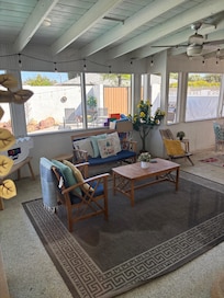 Outdoor patio has life-size tetris