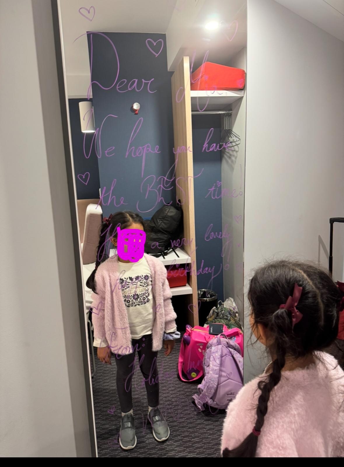 Cute birthday wishes on the mirror