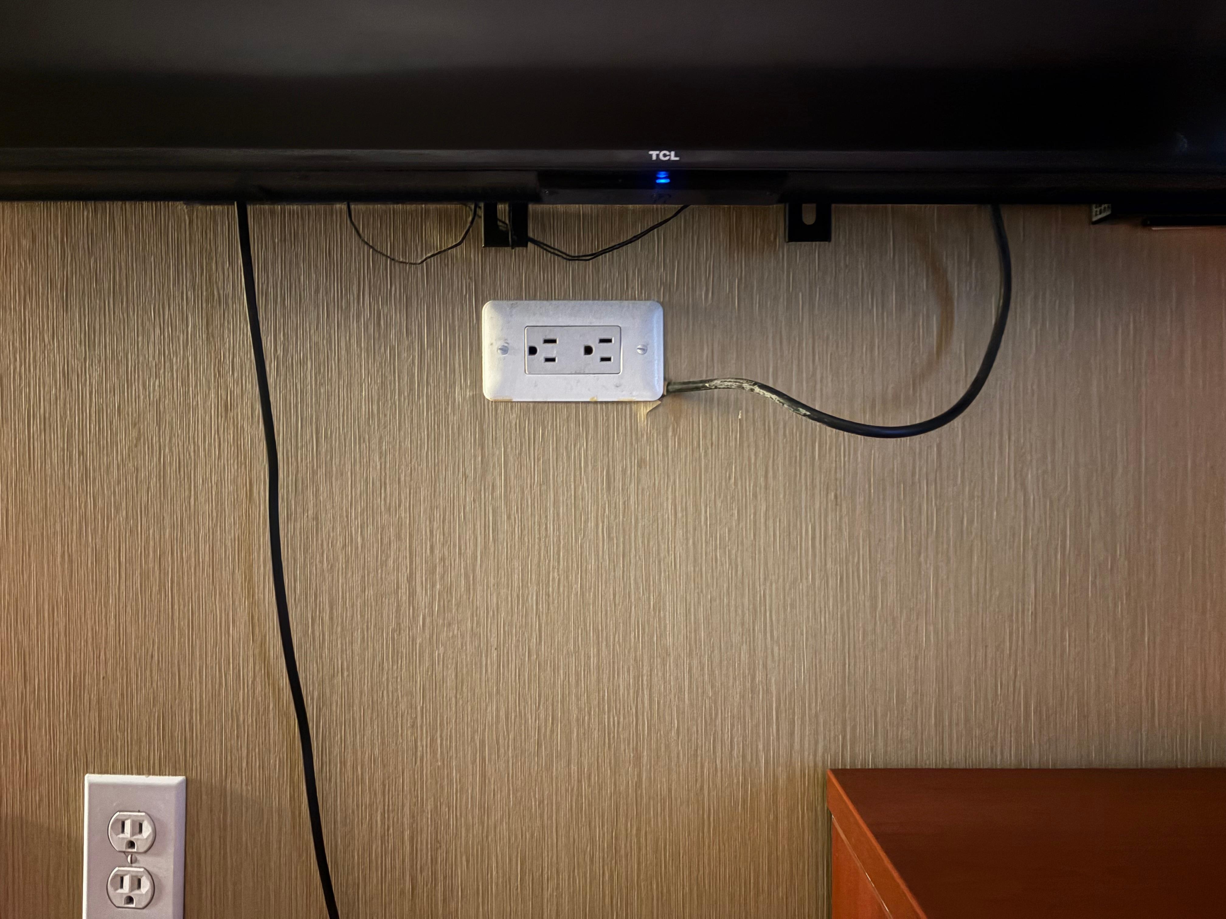 Power outlet to the tv “hardwired” probably won’t meet fire codes