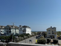 The view from the front lower deck. Directly across the street from the public beach access.