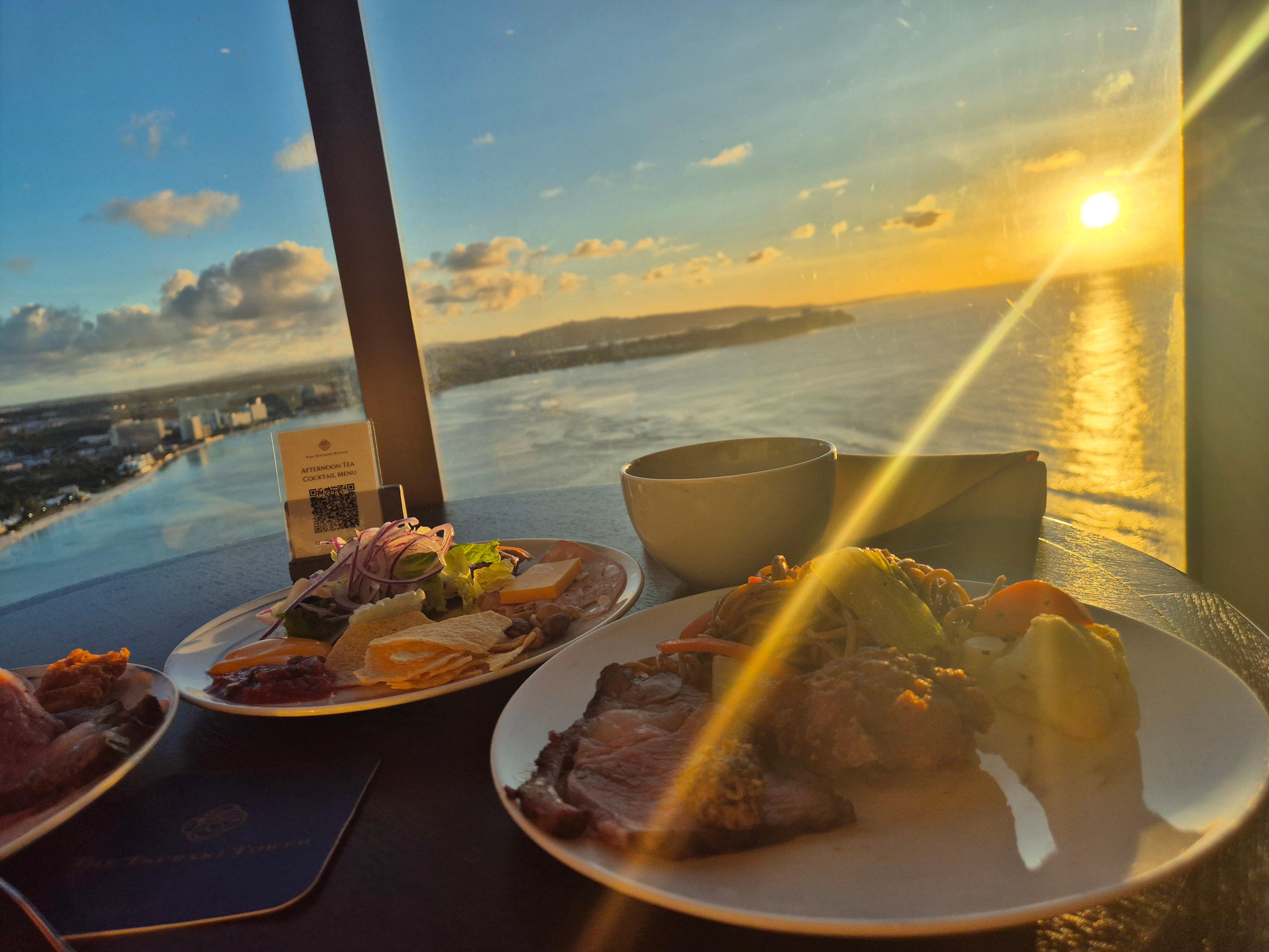 A landscape bathed in sunset colors