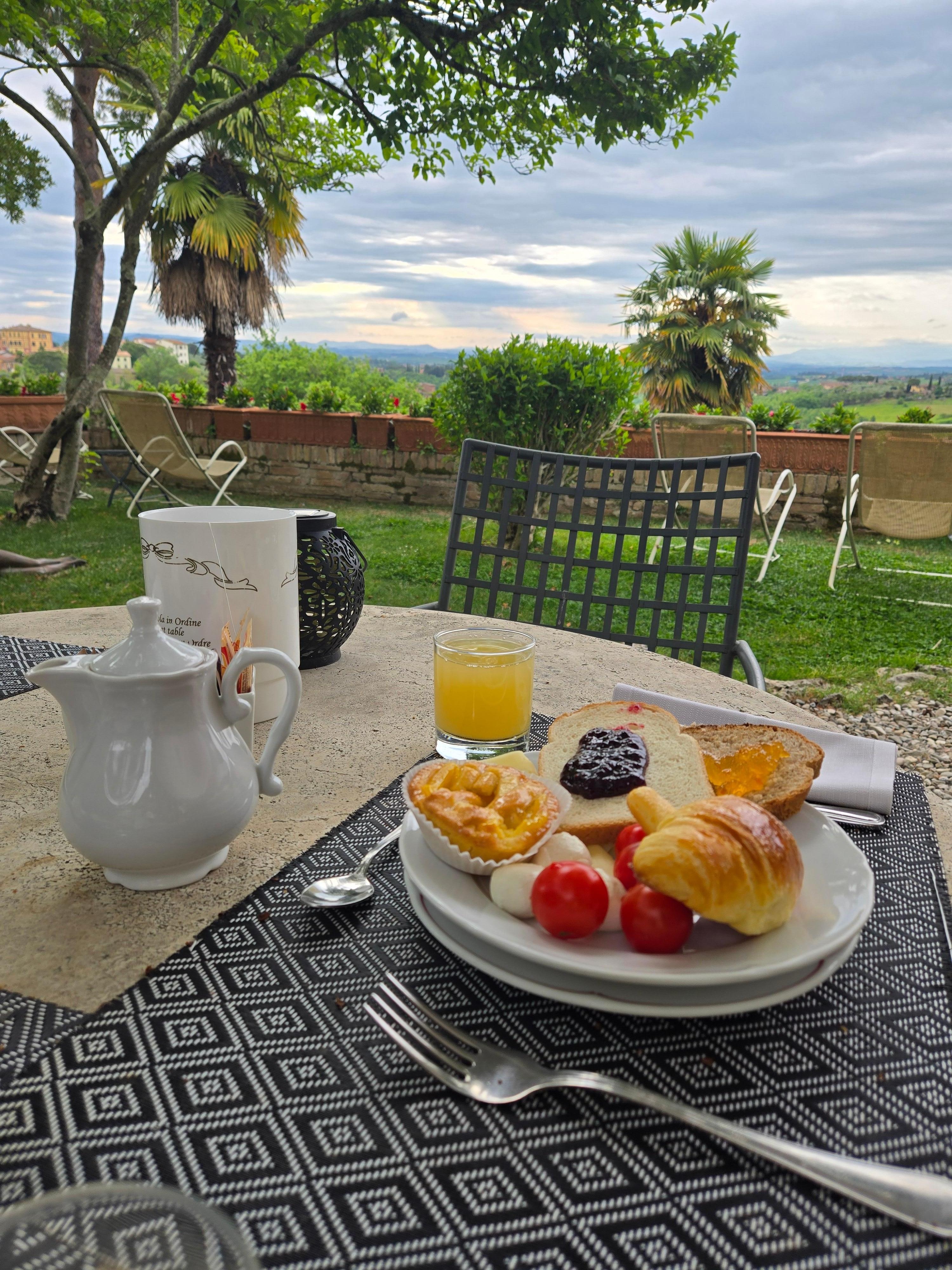 Beautiful view with breakfast.
