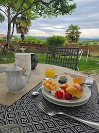 Beautiful view with breakfast.