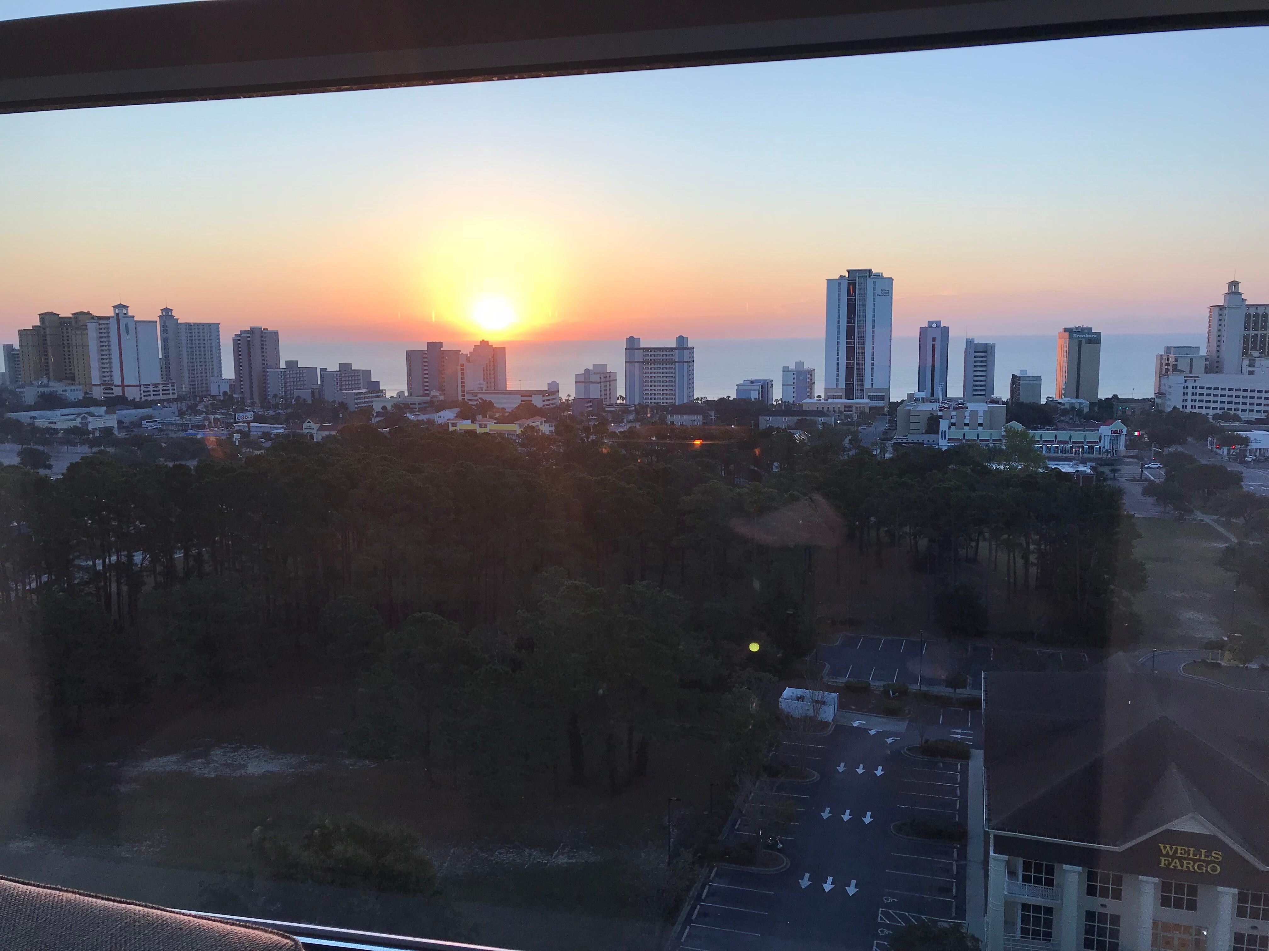 Sunrise from our bed on the 12th floor