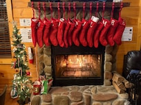 The stockings were hung by the Chimney with care!
We were told by the hosts that we could bring our own decorations so a couple of additions to make it look festive