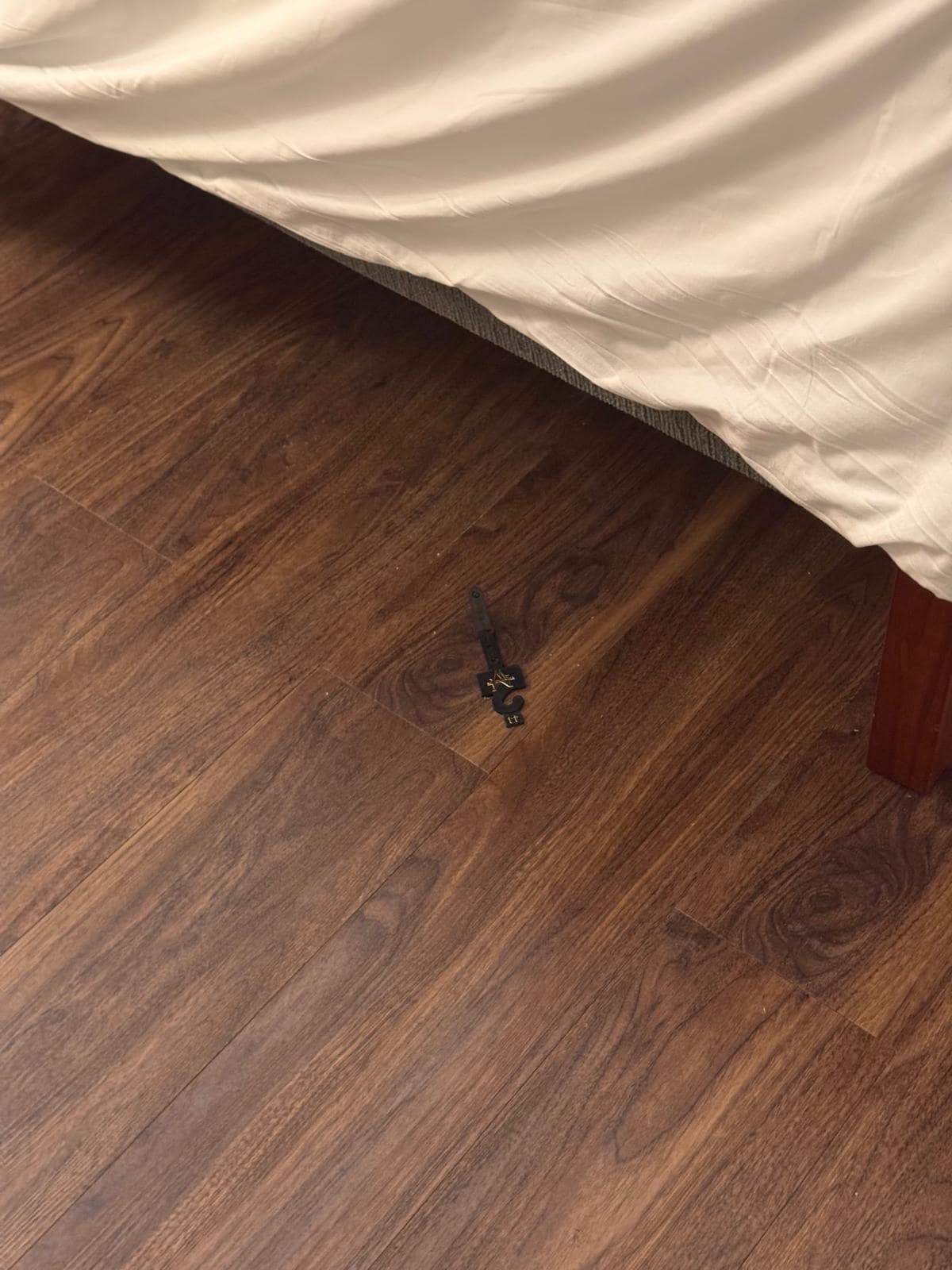 belt tag on the floor